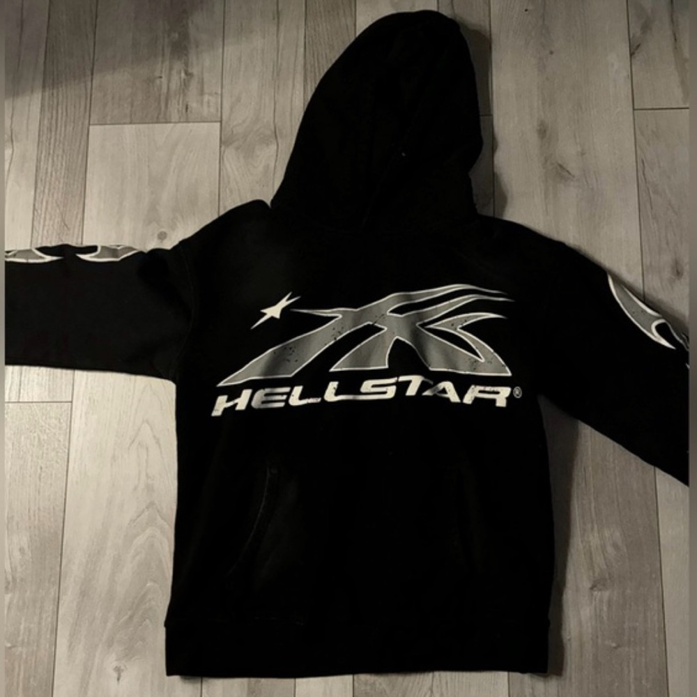Large Hellstar sport black hoodie. Selling Out closet all clothes are large.